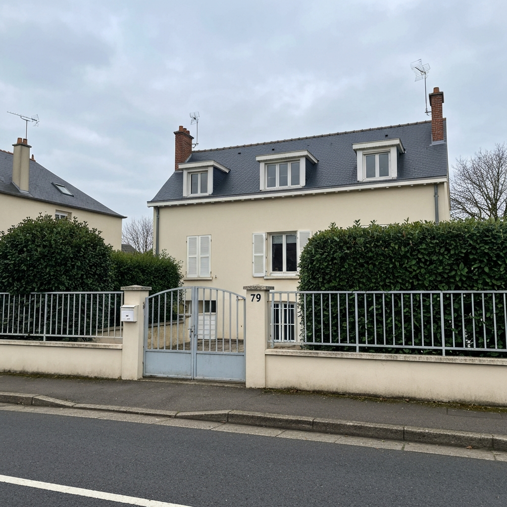 Vue aérienne de Cesson avec un panneau indiquant 'Estimation Gratuite'