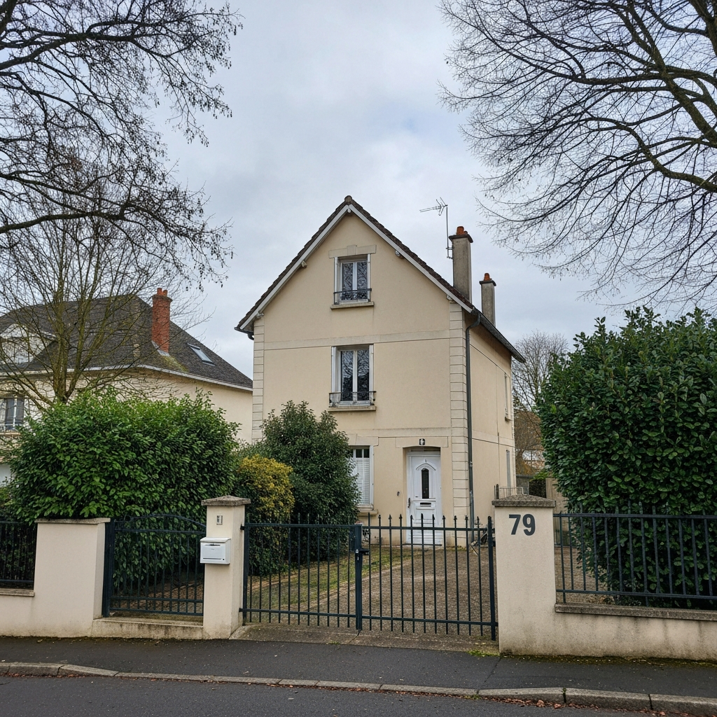 Vue aérienne d'une maison à Cesson avec des annotations pour estimation rapide